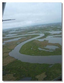 Aerial view of Chevak, Alaska