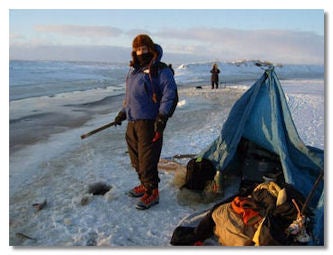 Man ice-fishing