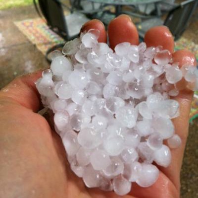 Someone holding hail in their hand