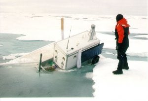 Arctic landscape with people and instruments