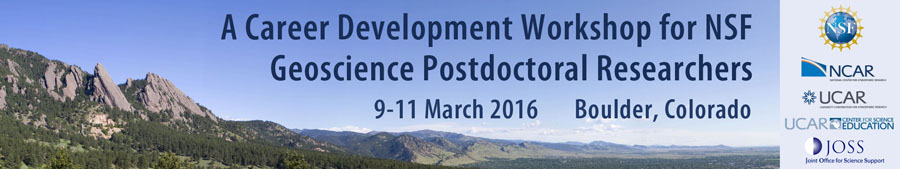 Professional Development Workshop for NSF Geosciences Postdoctoral Researchers banner