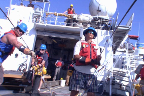 Personnel and deck hands following the last dive at Keathley Canyon, April 28- May 1, 2012.