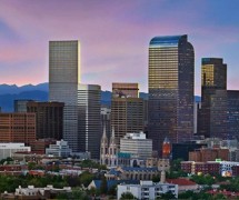 Denver City Sklyline with sunset