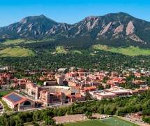 View of Boulder Colorado with mountains in the background