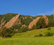 flatirons in Boulder Colorado on a sunny day