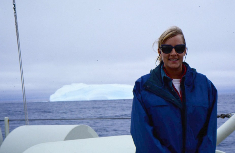 Kathy Tedesco crossing the Antarctic Circle onboard the R/V Knorr