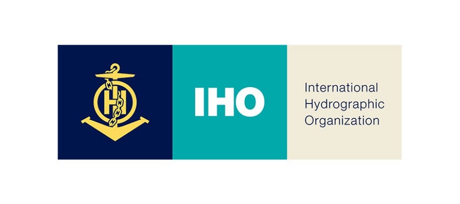 IHO logo white text on teal background