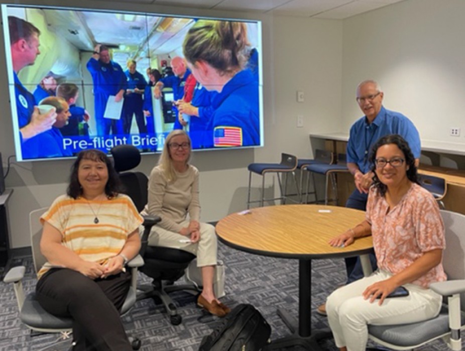 Visit with AOML’s Research Division: from left to right Cindy Bruyère, Hanne Mauriello, Mark Franks (Director, AOML Hurricane Research Division) and Shirley Murillo (Deputy Director, AOML Hurricane Research Division. Thanks to Xuejin Zhang, IT Specialist for taking the picture.