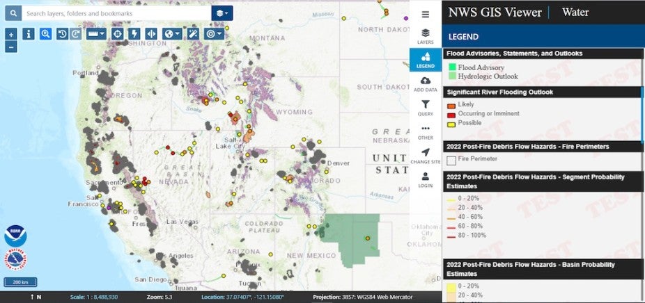 US map many layers of GIS weather information