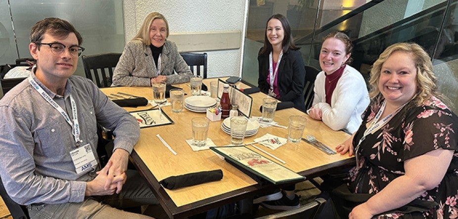 Left to Right: Graham Taylor, CPAESS Postdoctoral Researcher at GFDL;  SPS | CPAESS Director Hanne Mauriello; Laura Balotin, Program Specialist at NOAA Climate Program Office; Katie Kowal, Associate Scientist at Climate Program Office; and Samantha Wills, Program Specialist at NOAA Climate Program Office.