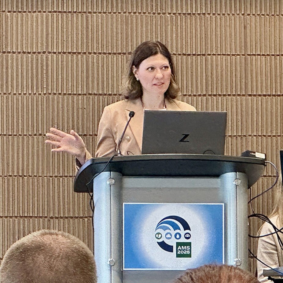 CPAESS social scientist Dr. Kim Klockow McClain who works at NOAA's National Center for Environmental Prediction speaks on how to apply social science to research to increase public understanding of weather threats.