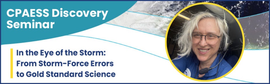 headshot of Zorana Jelenak with hurricane image in the background