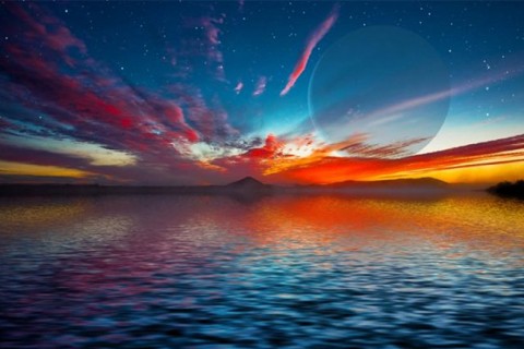 vibrant sky over water