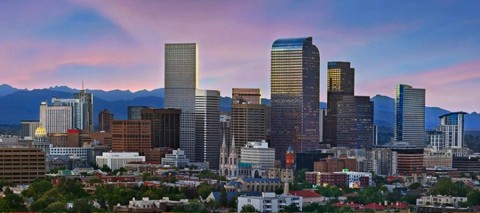 Denver City Sklyline with sunset
