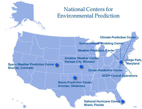Map of NCEP centers