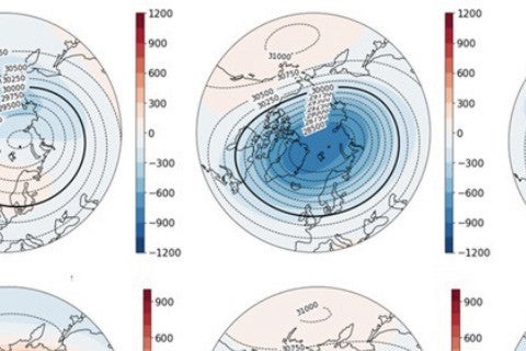 colorful graphic showing forecasted temperature regions